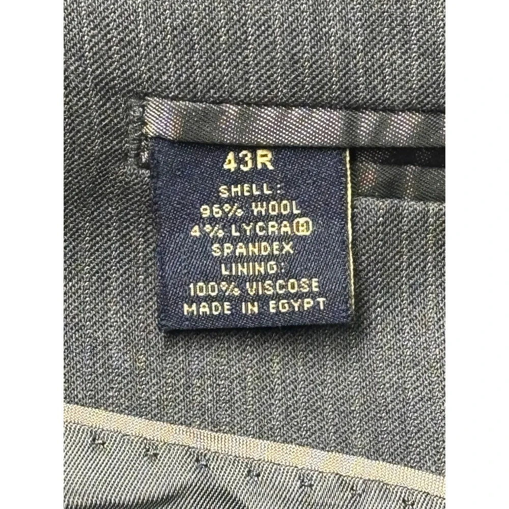 Brooks Brothers 346 Mens Suit 43R 36X28 Charcoal Gray Pinstripe Wool Stretch 2Pc